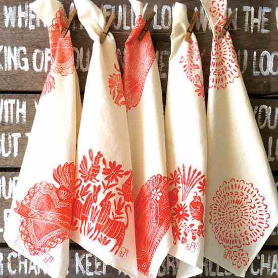
Otomi Organic Tea Towels by Rincon Road, $20.

